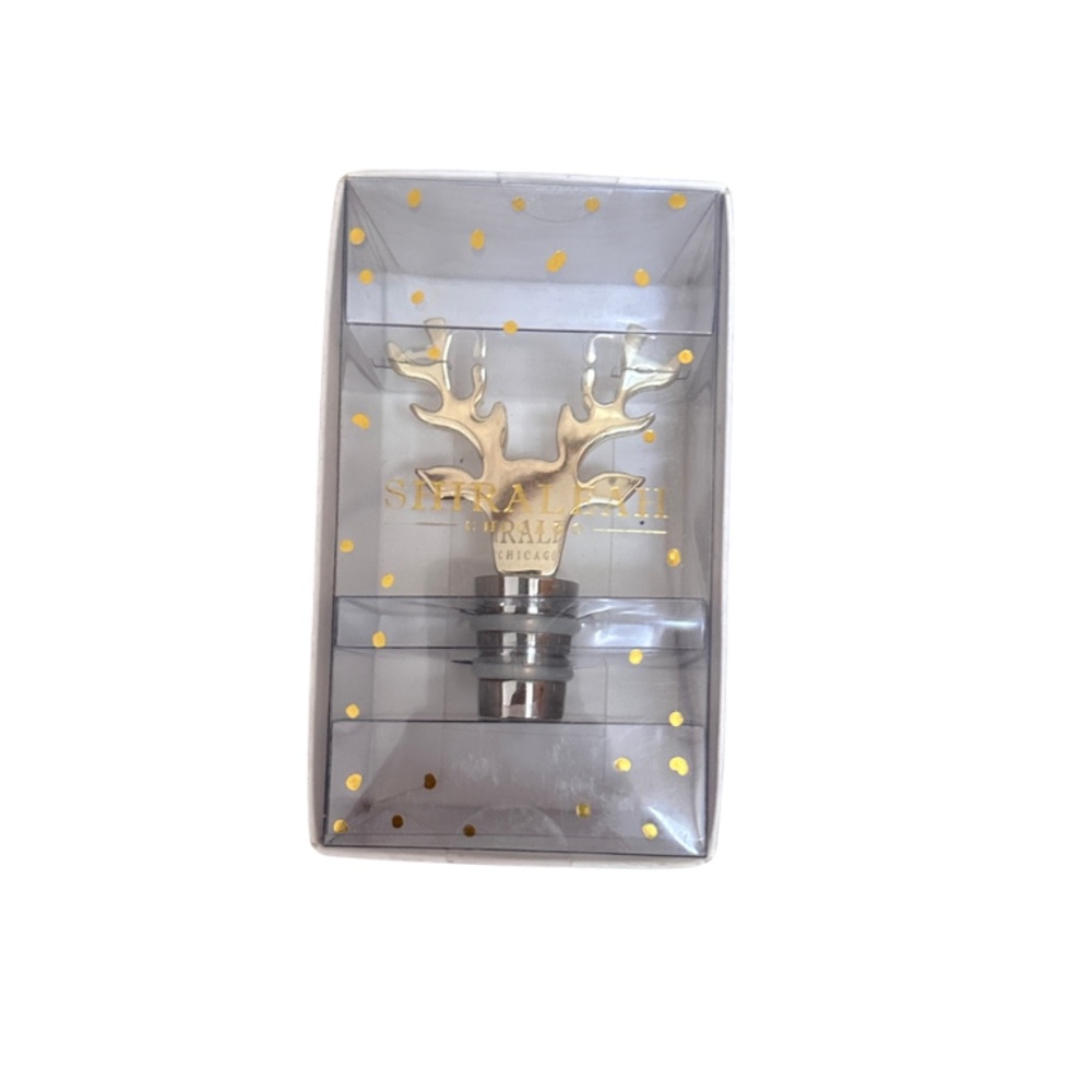 NEW Shiraleah Reindeer Gold Bottle Stopper